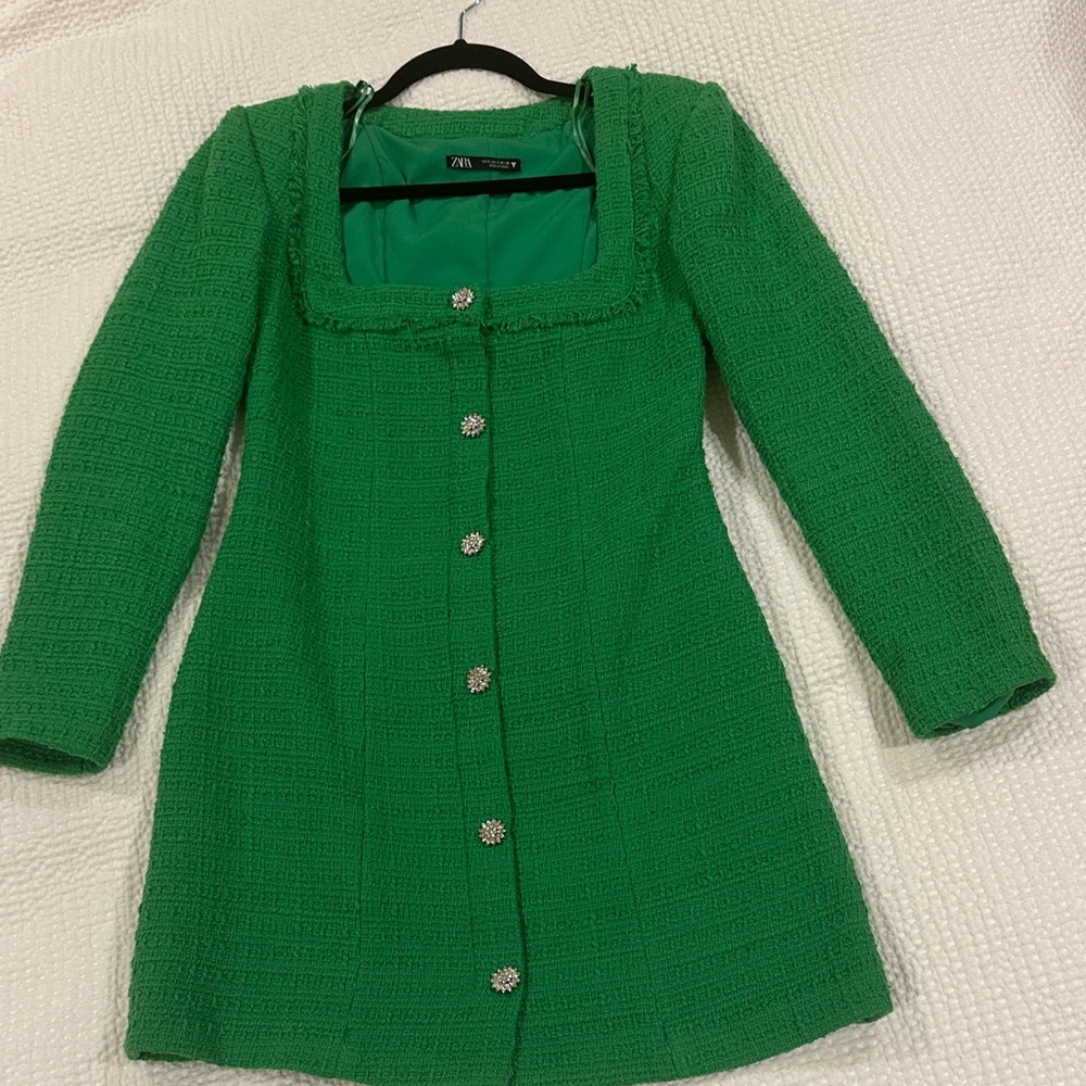 Zara Tweed Long Sleeve Dress